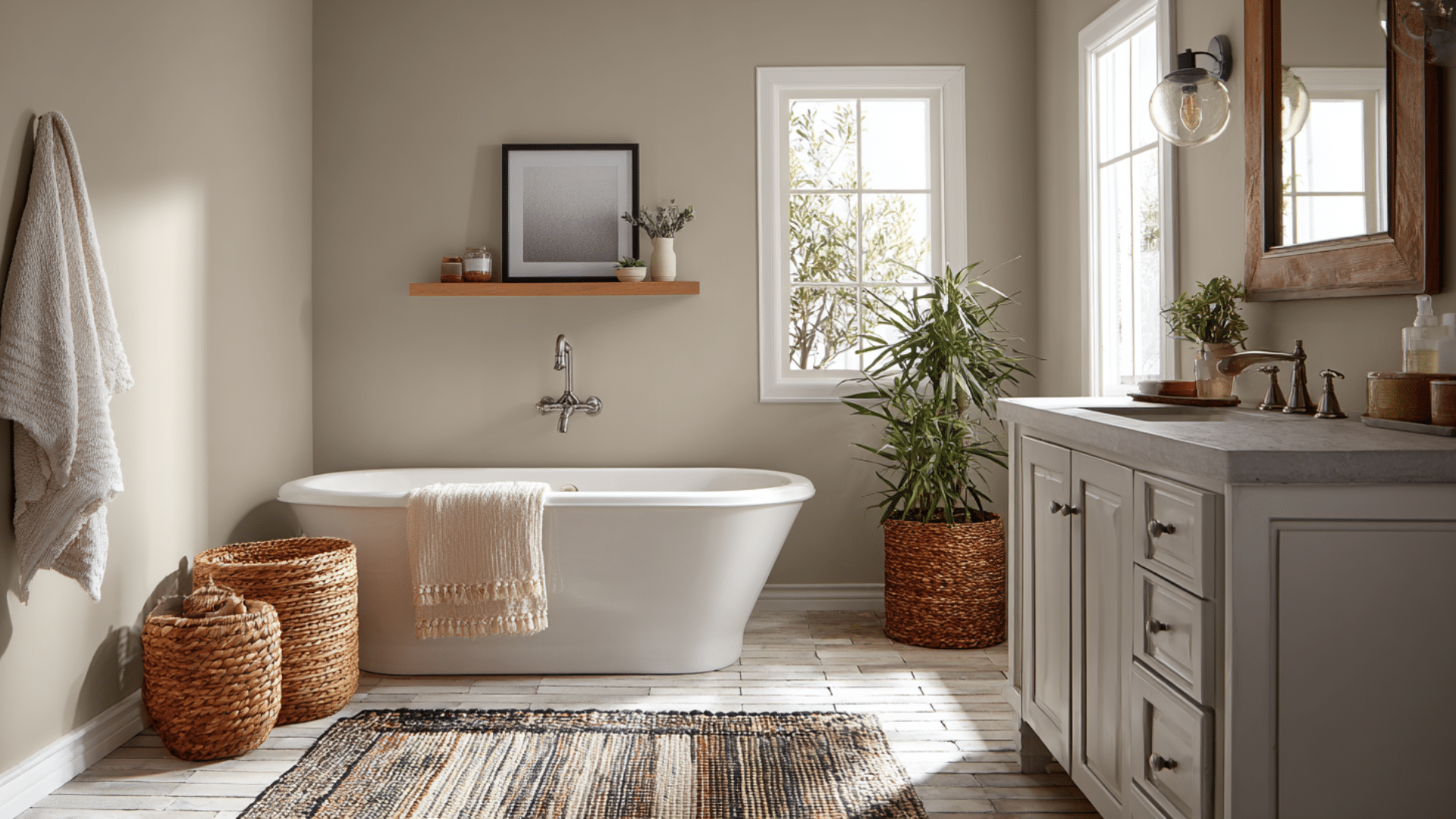 accessible beige bathroom