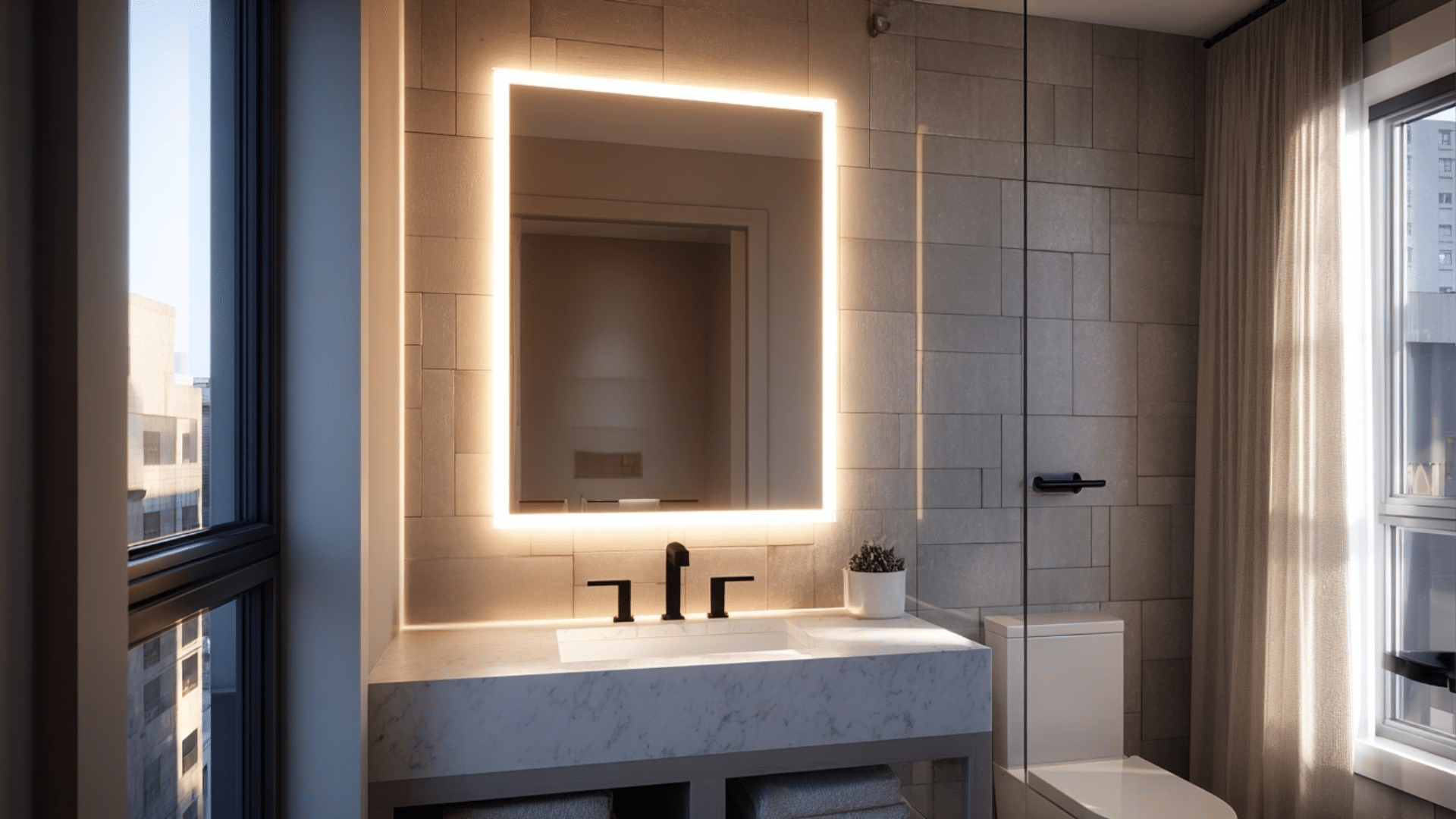 backlit mirror feature