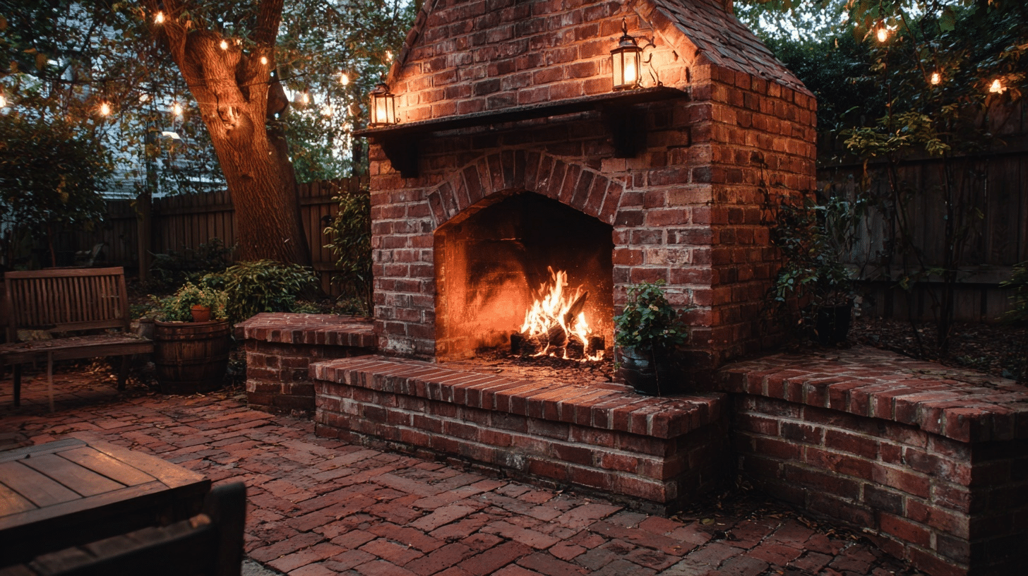 classic brick fireplace