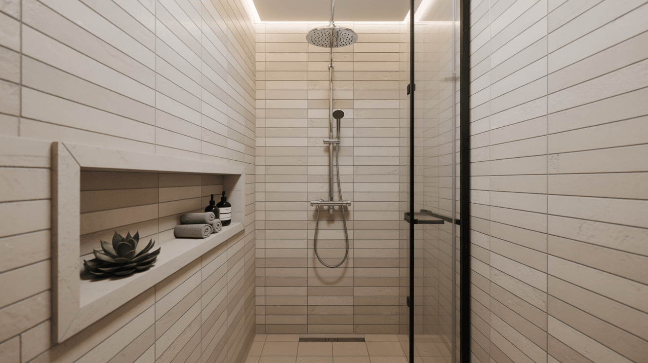 compact walk in shower