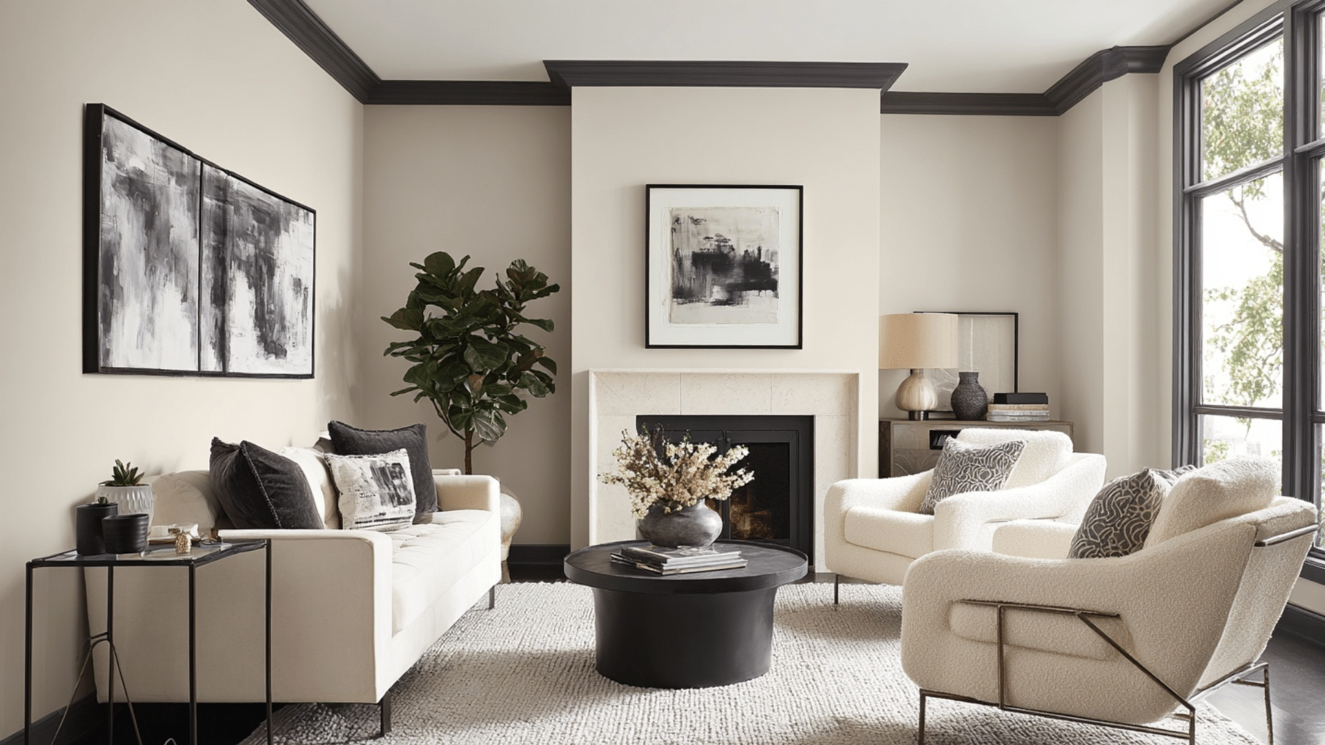 drift of mist with charcoal gray trim