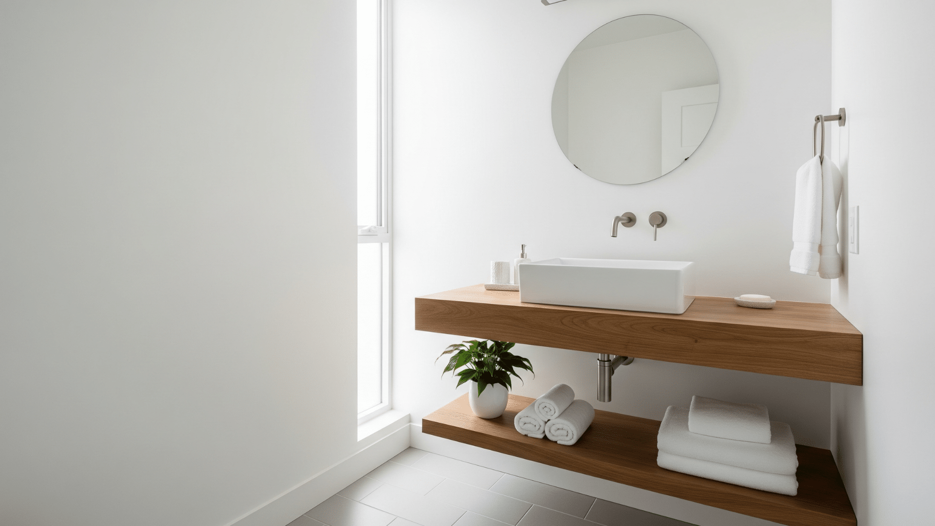 minimalist white and wood