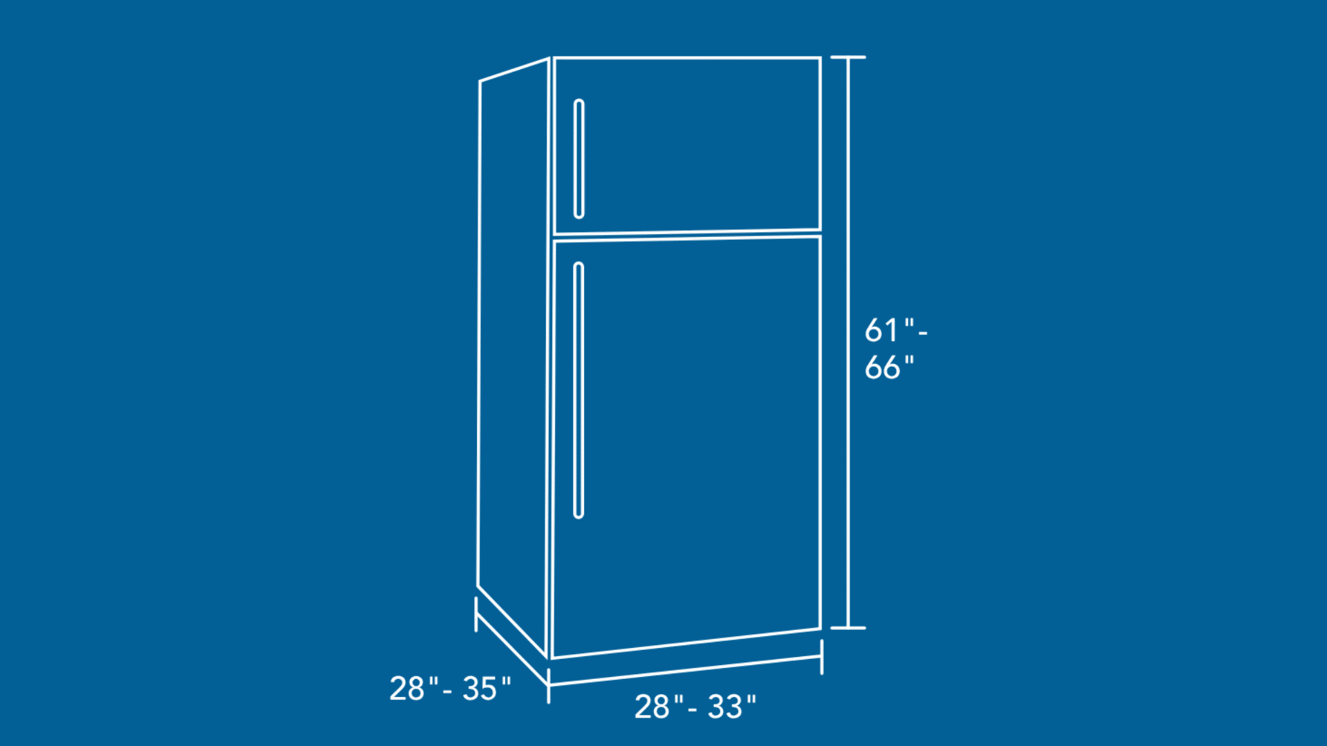 top freezer size and dimension