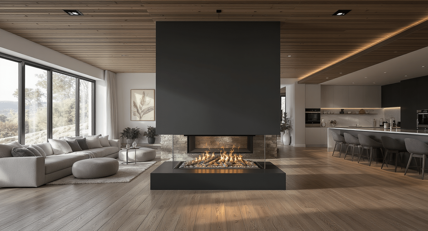 two sided fireplace