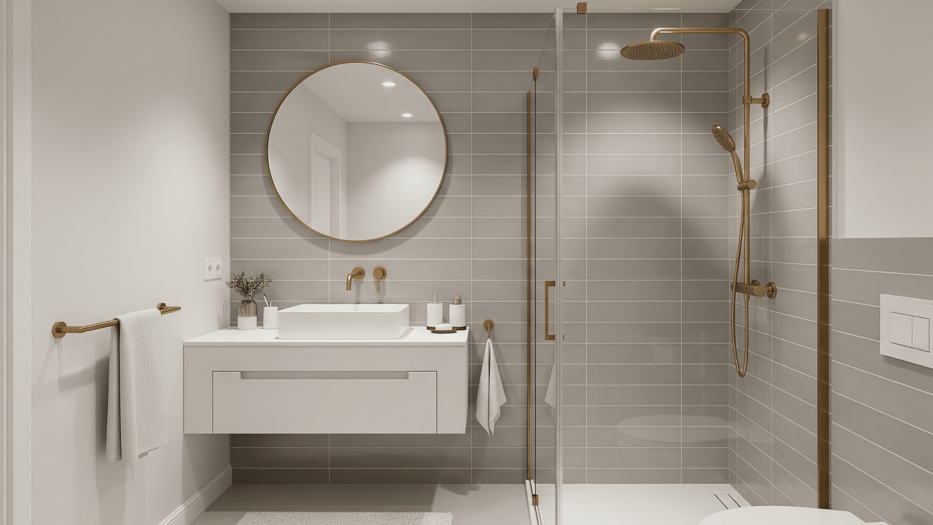 warm metallic fixtures
