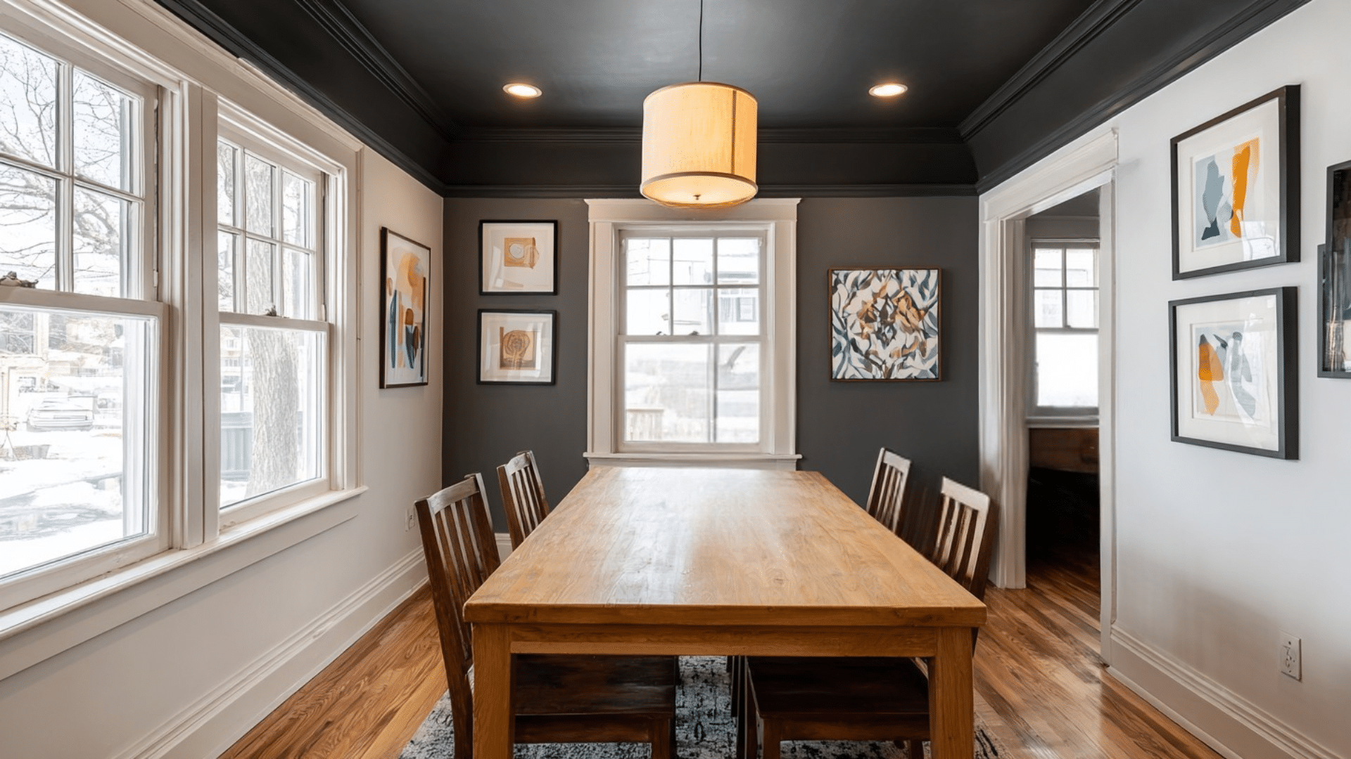 accent ceiling with neutral walls