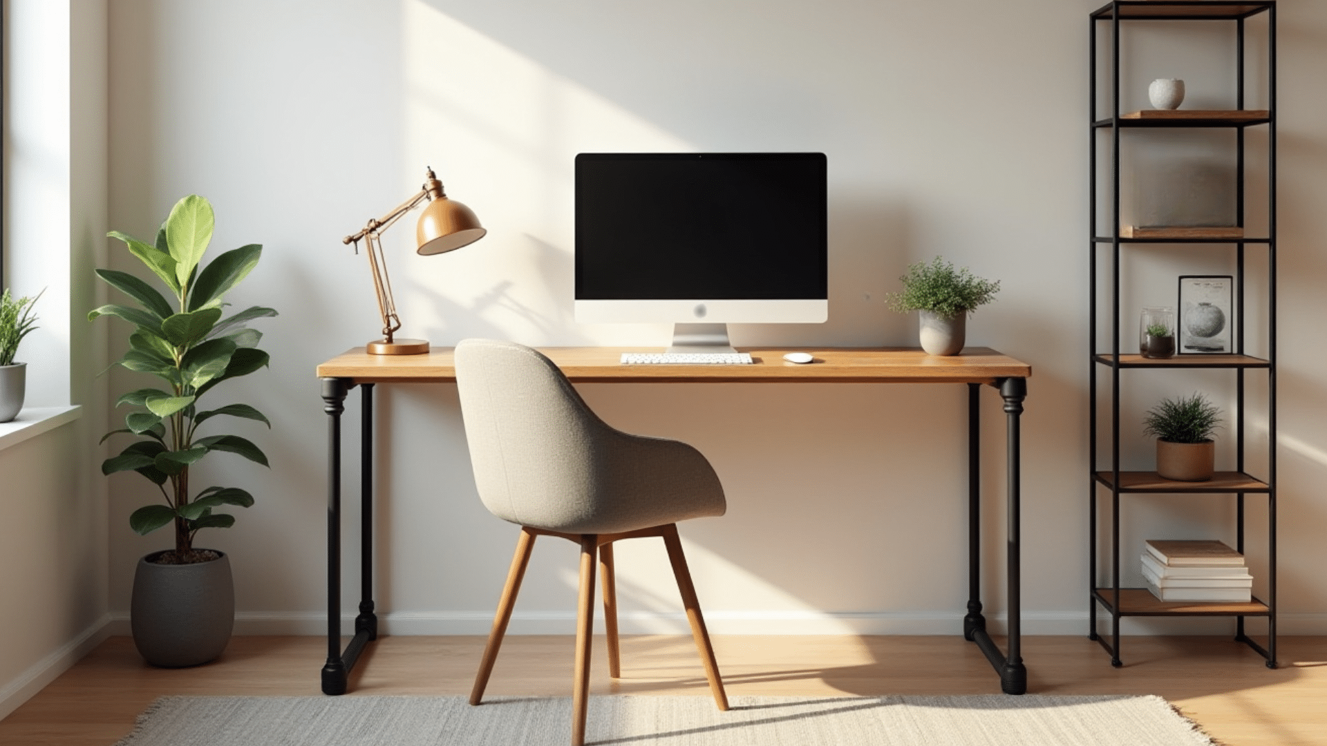 pipe and wood standing desk