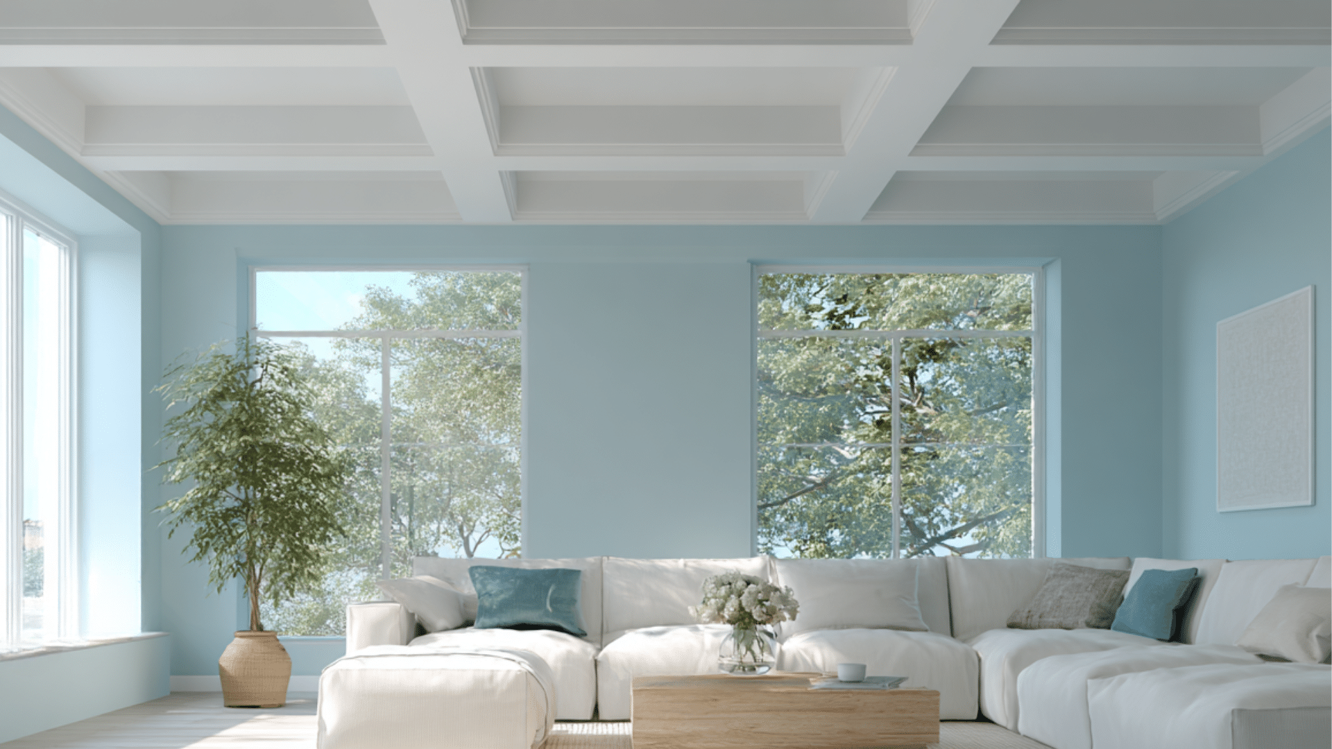 white ceiling with colored walls