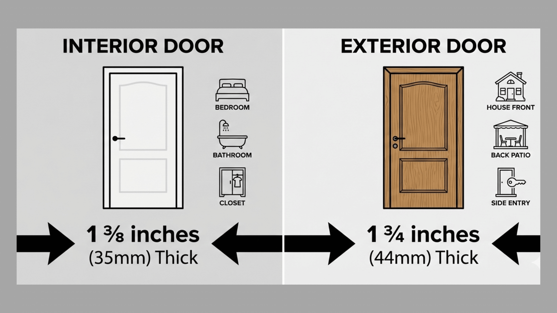 standard door thickness in a residential home