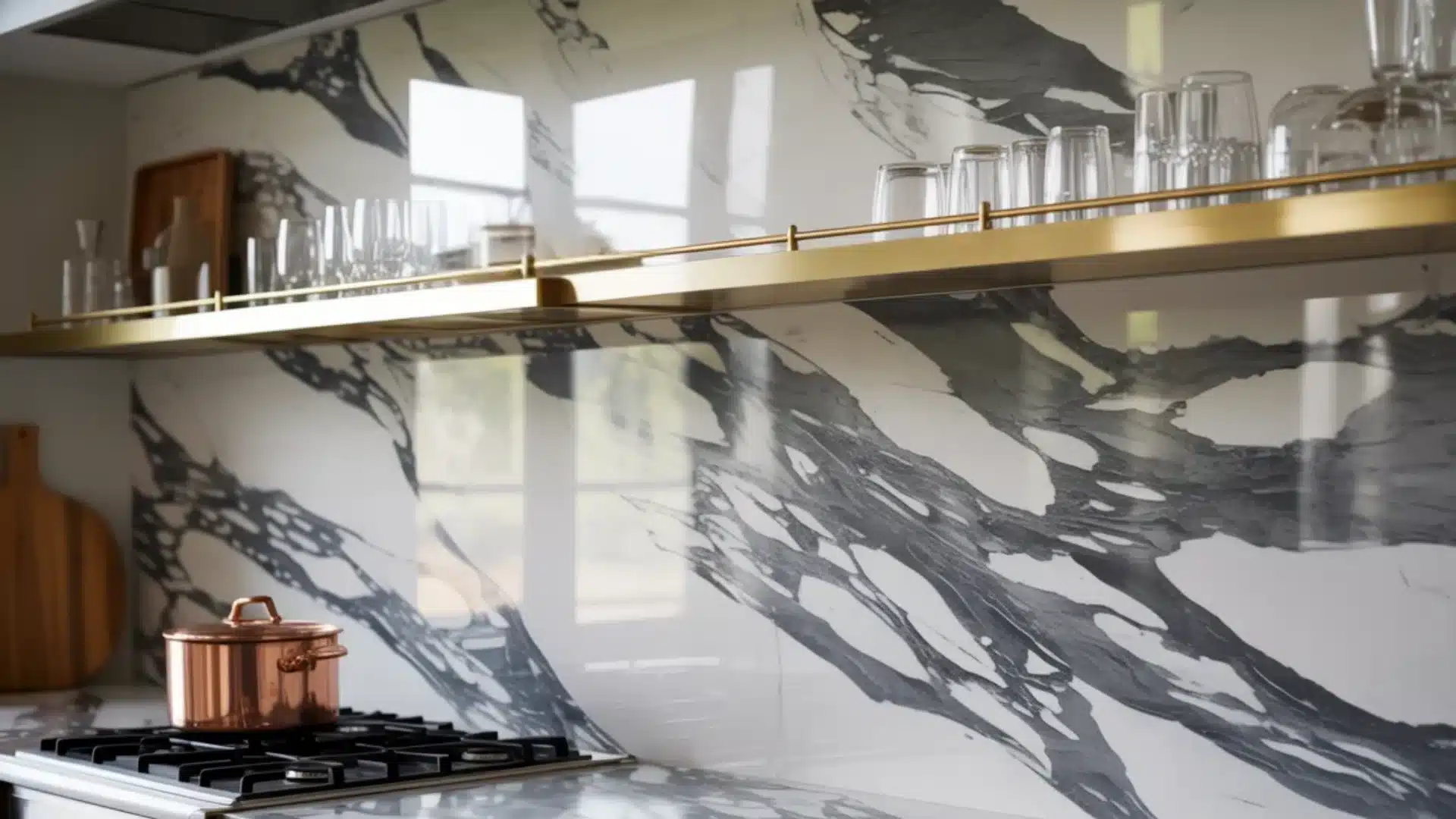 Clear glass bowl filled with whole golden flax seeds sitting on a white marble surface with a small silver metal spoon