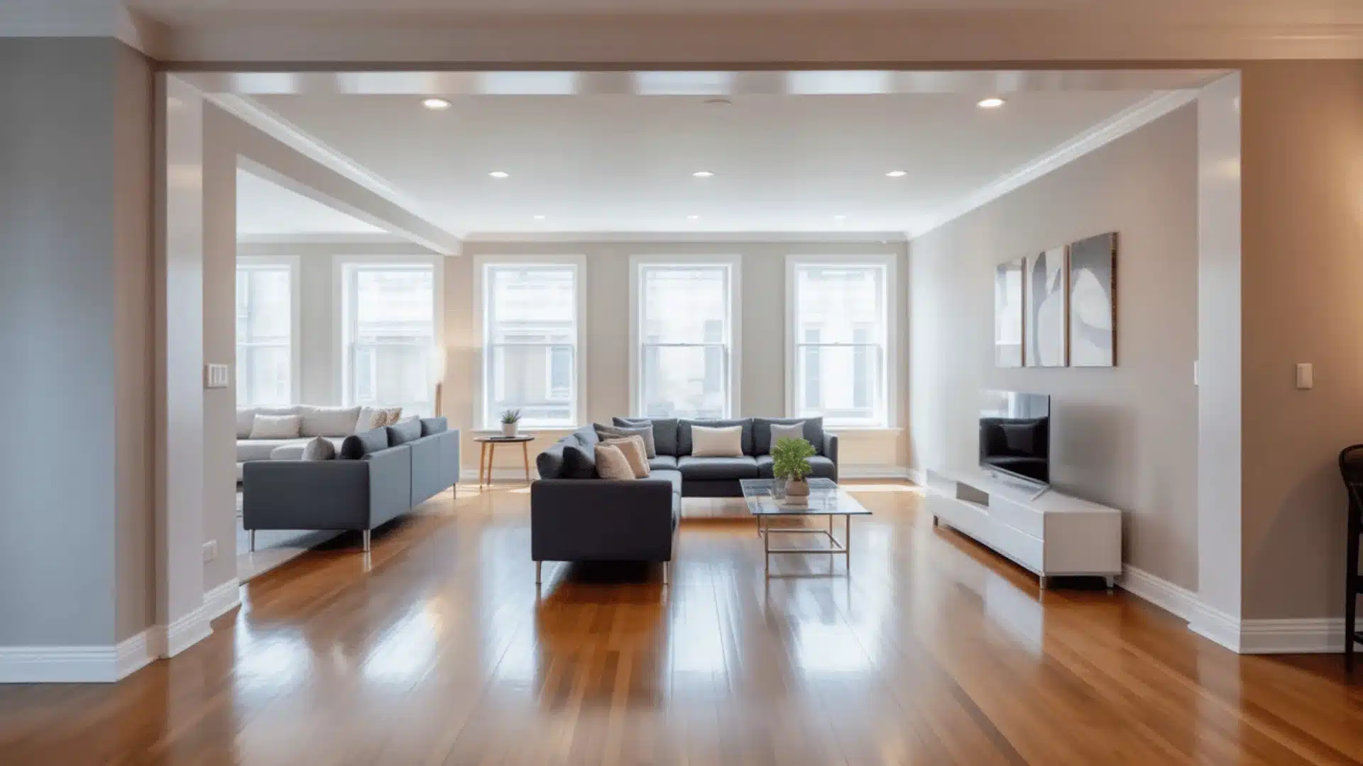 remodelled home with sofas, large windows, wooden floors, and bright natural light (1)