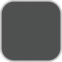 Dark charcoal gray paint swatch with rounded corners and a soft silver border on a light gray background.